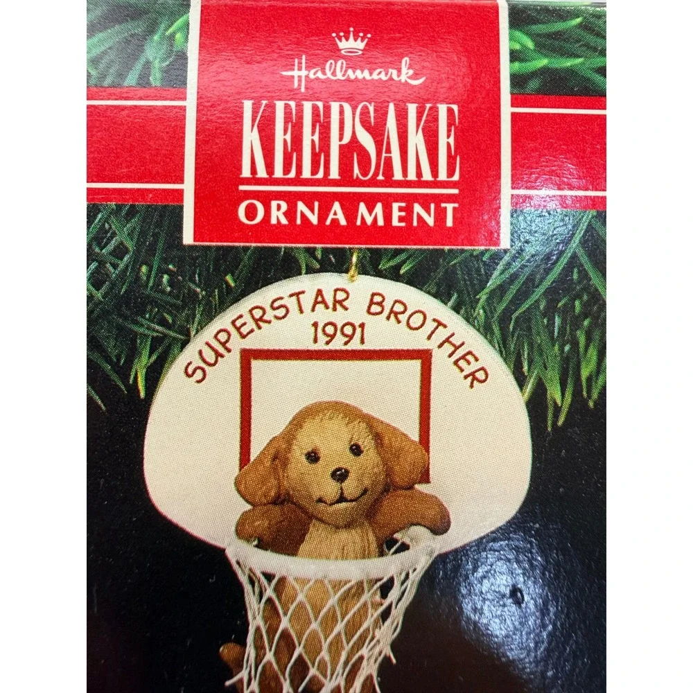 Hallmark Keepsake Ornament 1991 Superstar Brother Puppy Basketball QX547-9 VTG
